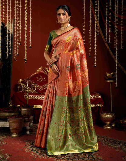 Bright Red Silk Woven Banarasi Saree