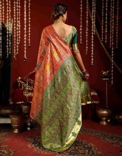 Bright Red Silk Woven Banarasi Saree