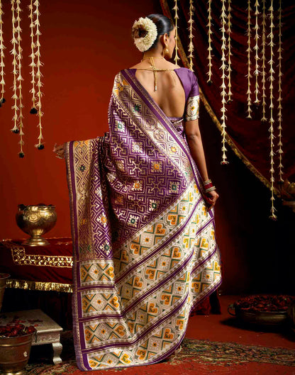 Wine Silk Woven Patola Saree