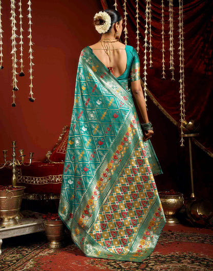 Turquoise Silk Woven Patola Saree