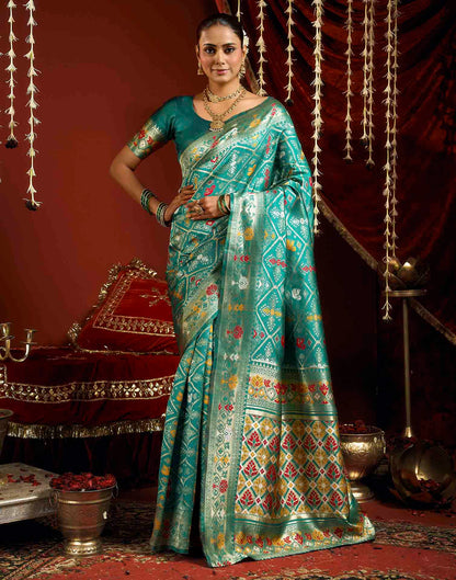 Turquoise Silk Woven Patola Saree