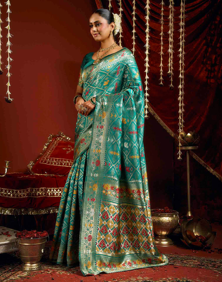 Turquoise Silk Woven Patola Saree