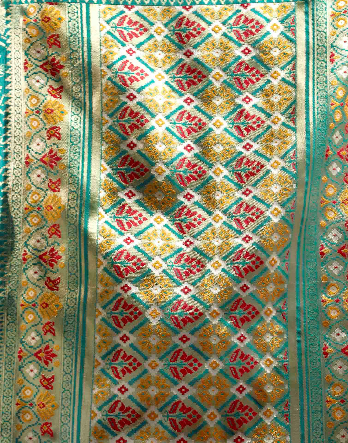 Turquoise Silk Woven Patola Saree