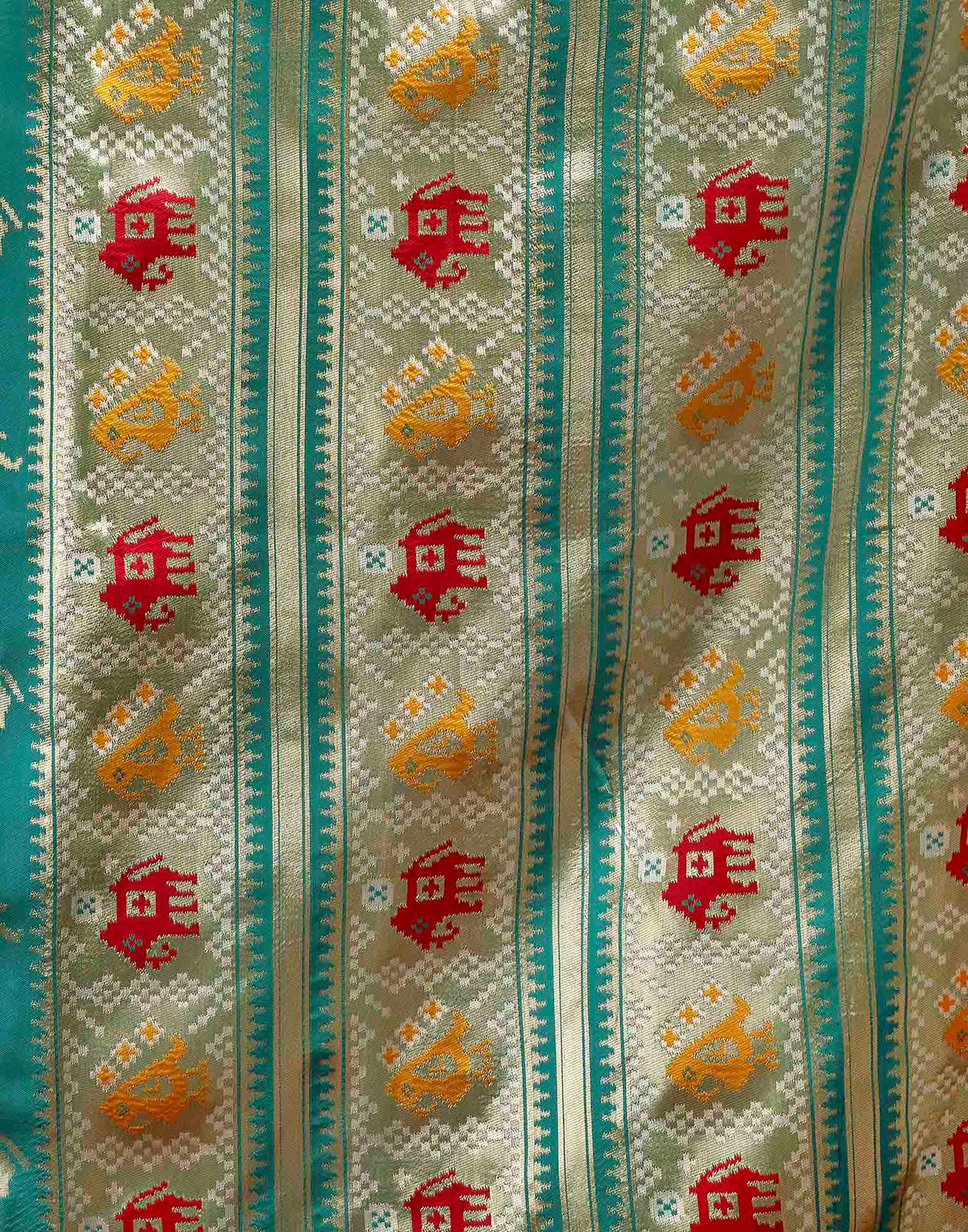 Turquoise Silk Woven Patola Saree
