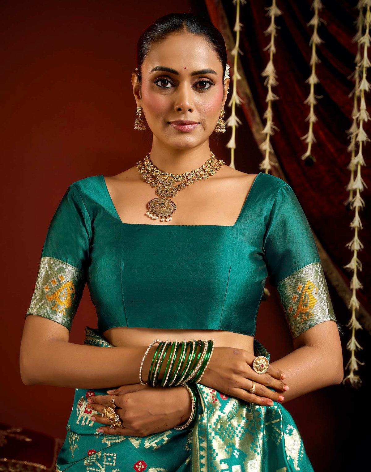 Turquoise Silk Woven Patola Saree