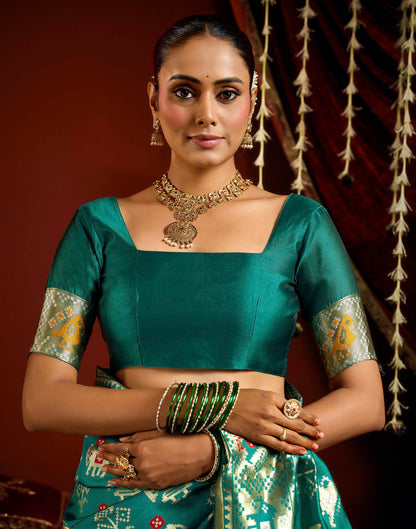 Turquoise Silk Woven Patola Saree