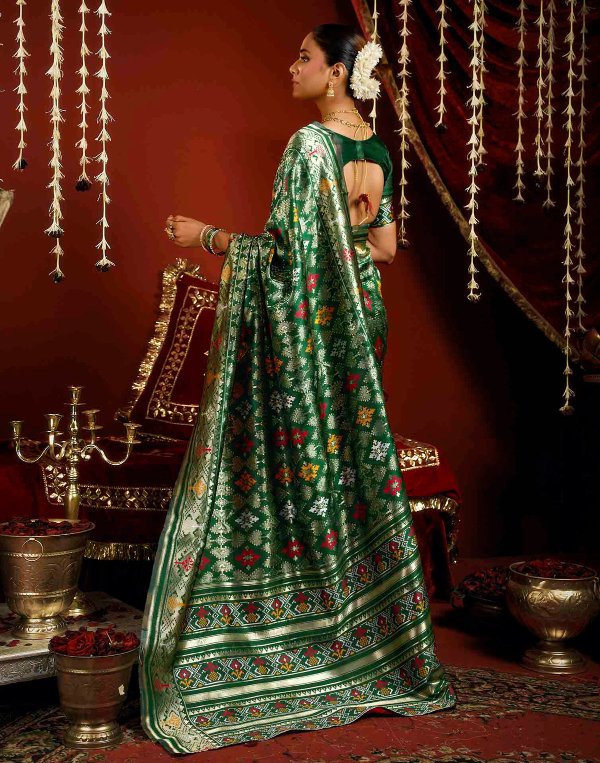 Green Silk Woven Patola Saree