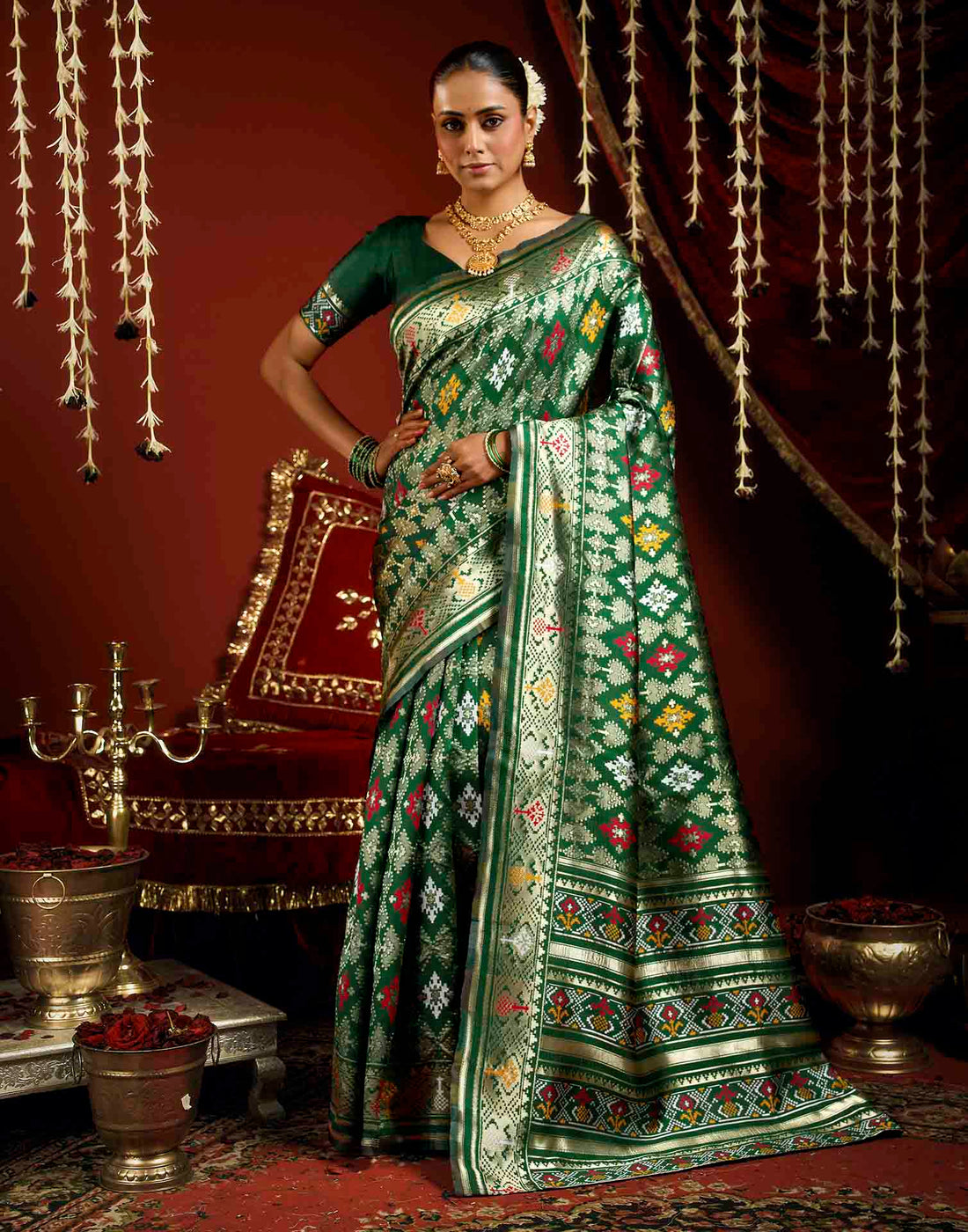 Green Silk Woven Patola Saree
