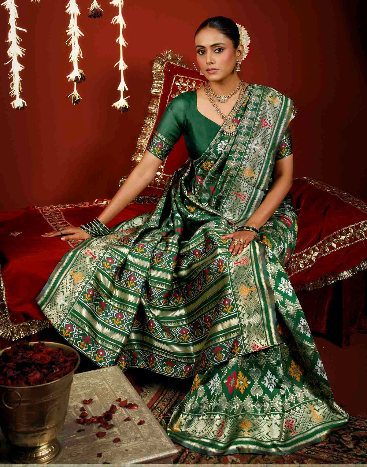 Green Silk Woven Patola Saree