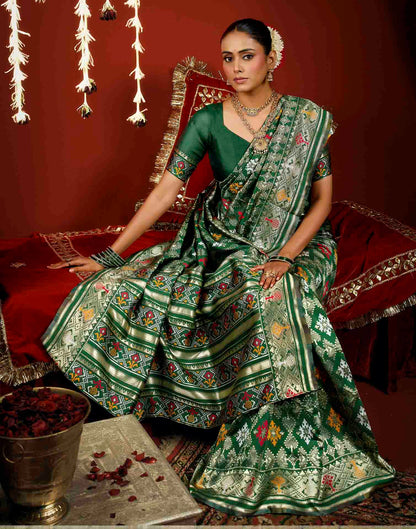 Green Silk Woven Patola Saree