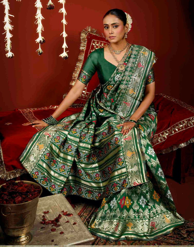 Green Silk Woven Patola Saree
