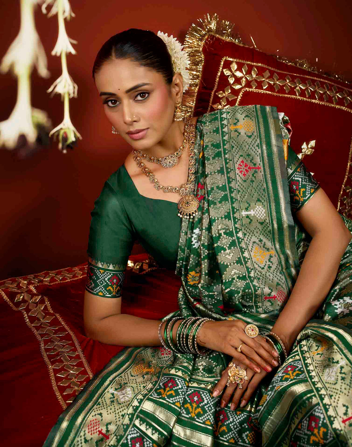 Green Silk Woven Patola Saree