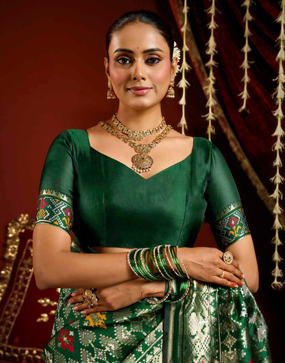 Green Silk Woven Patola Saree