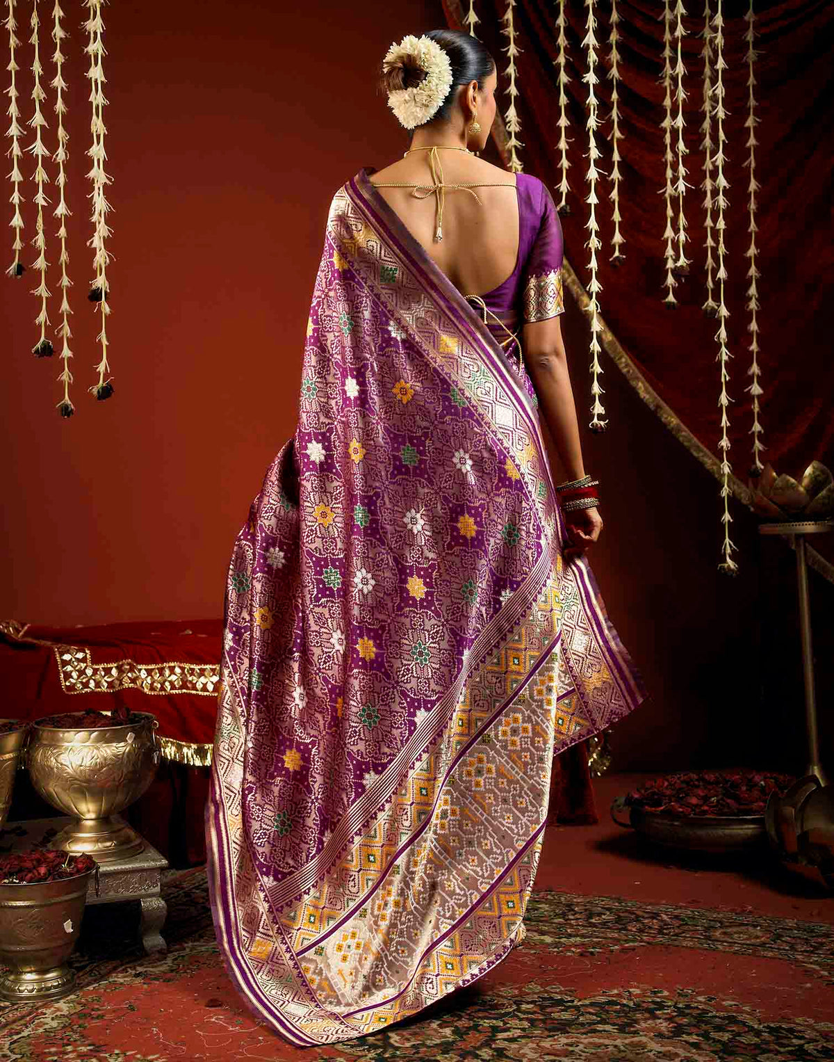 Wine Silk Woven Patola Saree