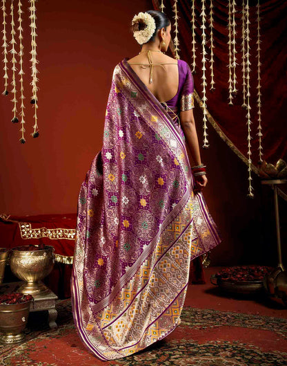 Wine Silk Woven Patola Saree