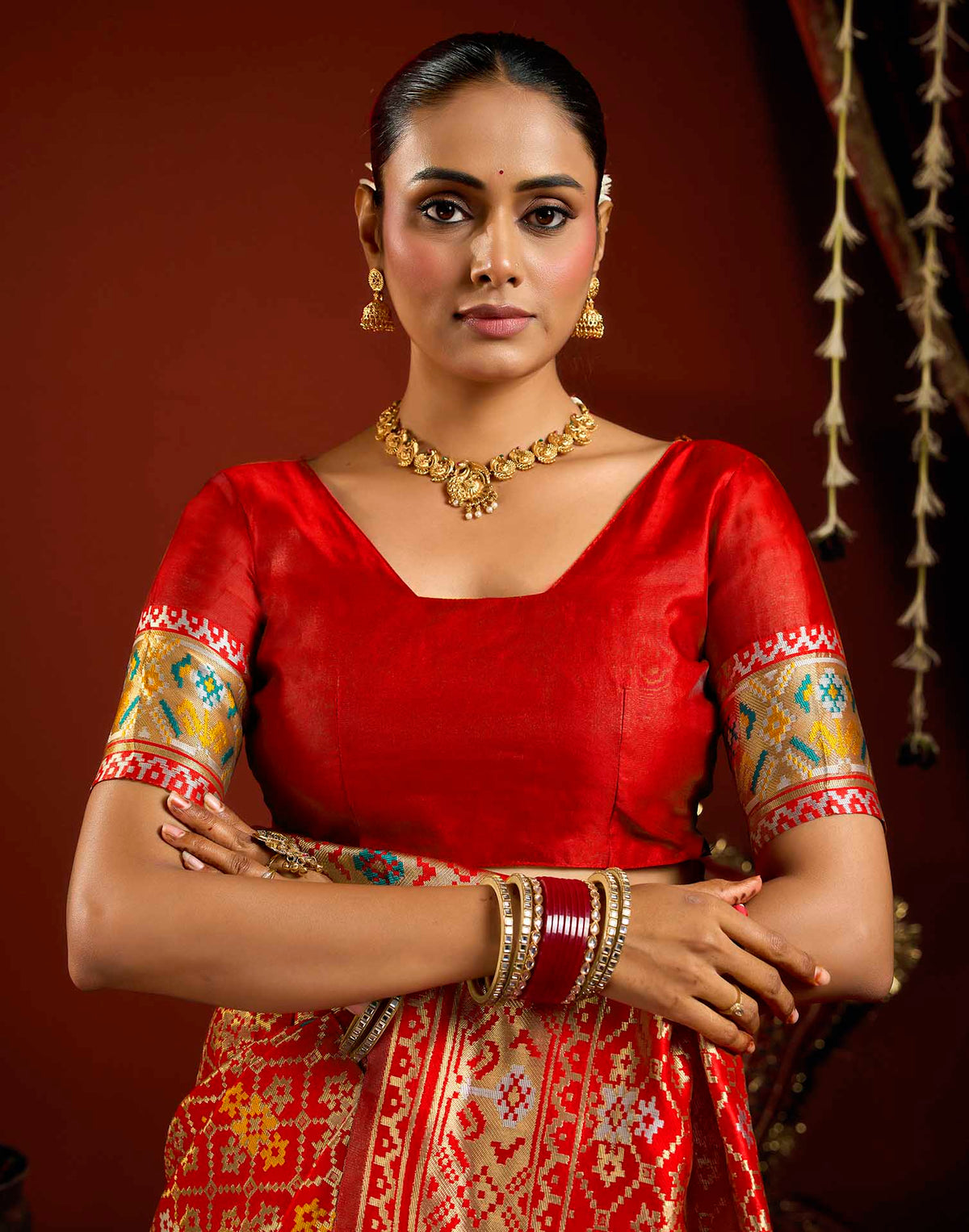 Bright Red Silk Woven Patola Saree