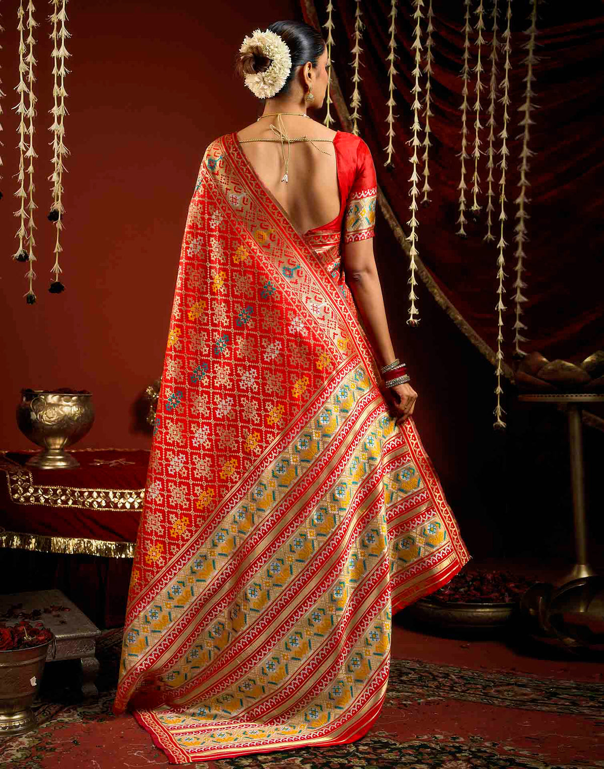 Bright Red Silk Woven Patola Saree