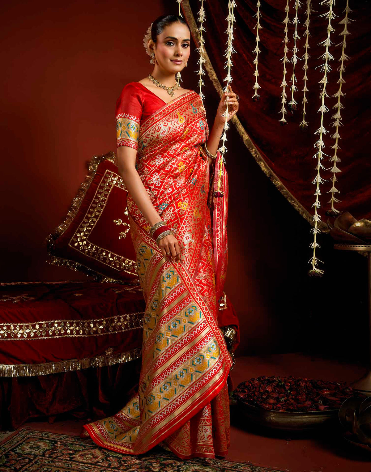 Bright Red Silk Woven Patola Saree