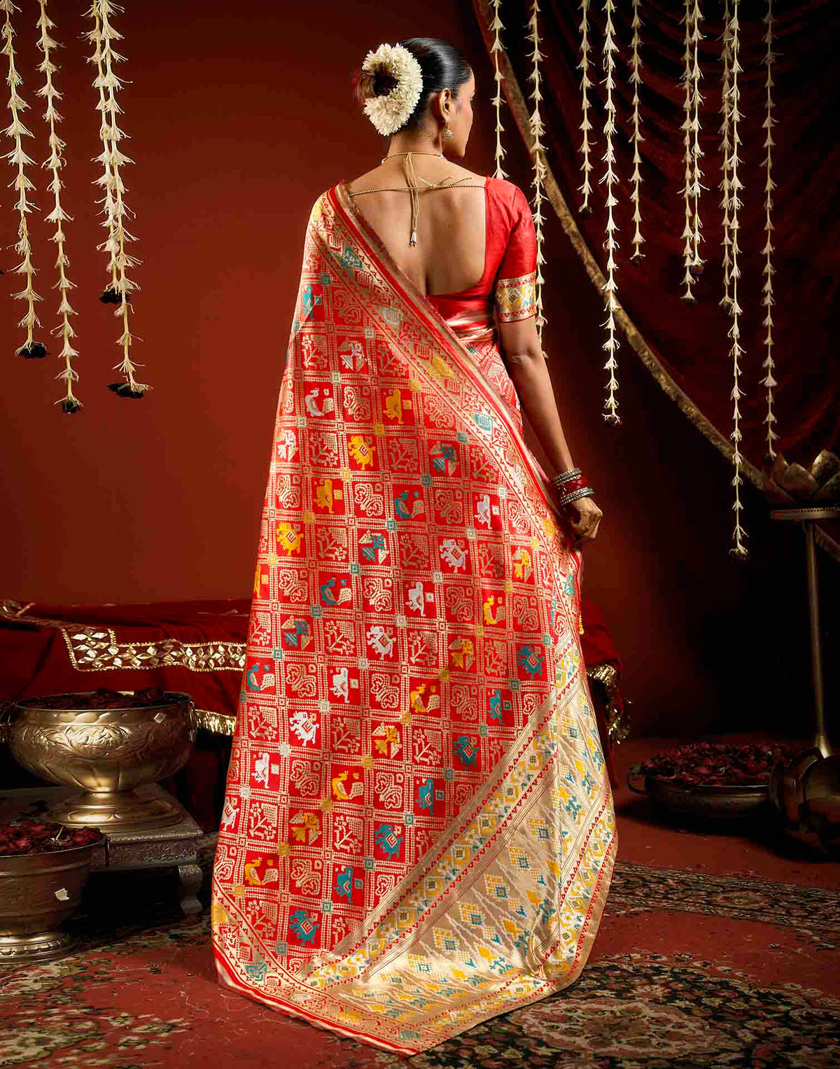 Bright Red Silk Woven Patola Saree