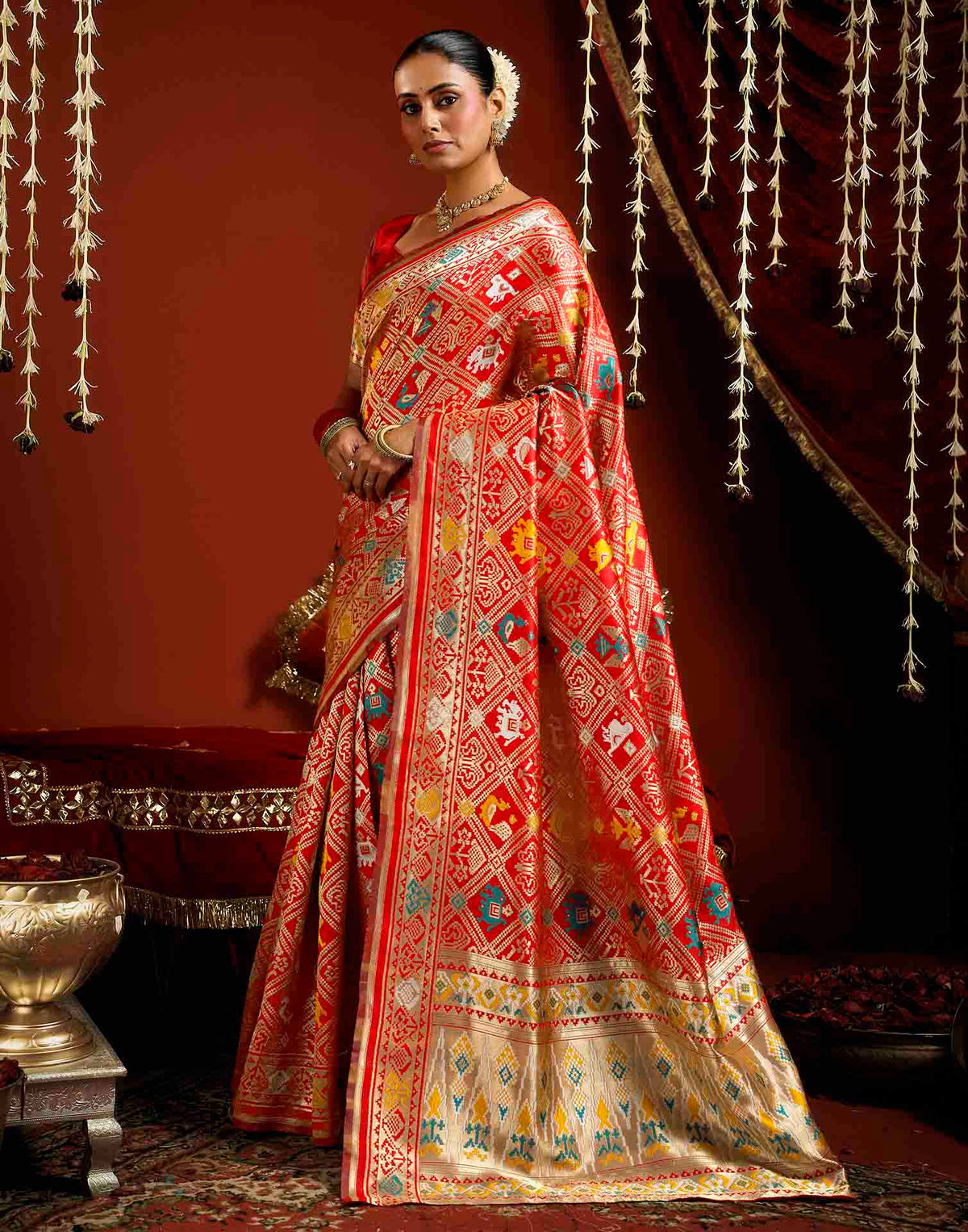 Bright Red Silk Woven Patola Saree