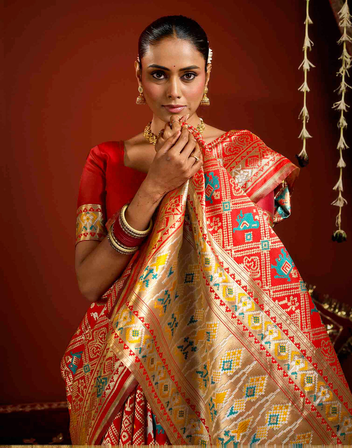 Bright Red Silk Woven Patola Saree