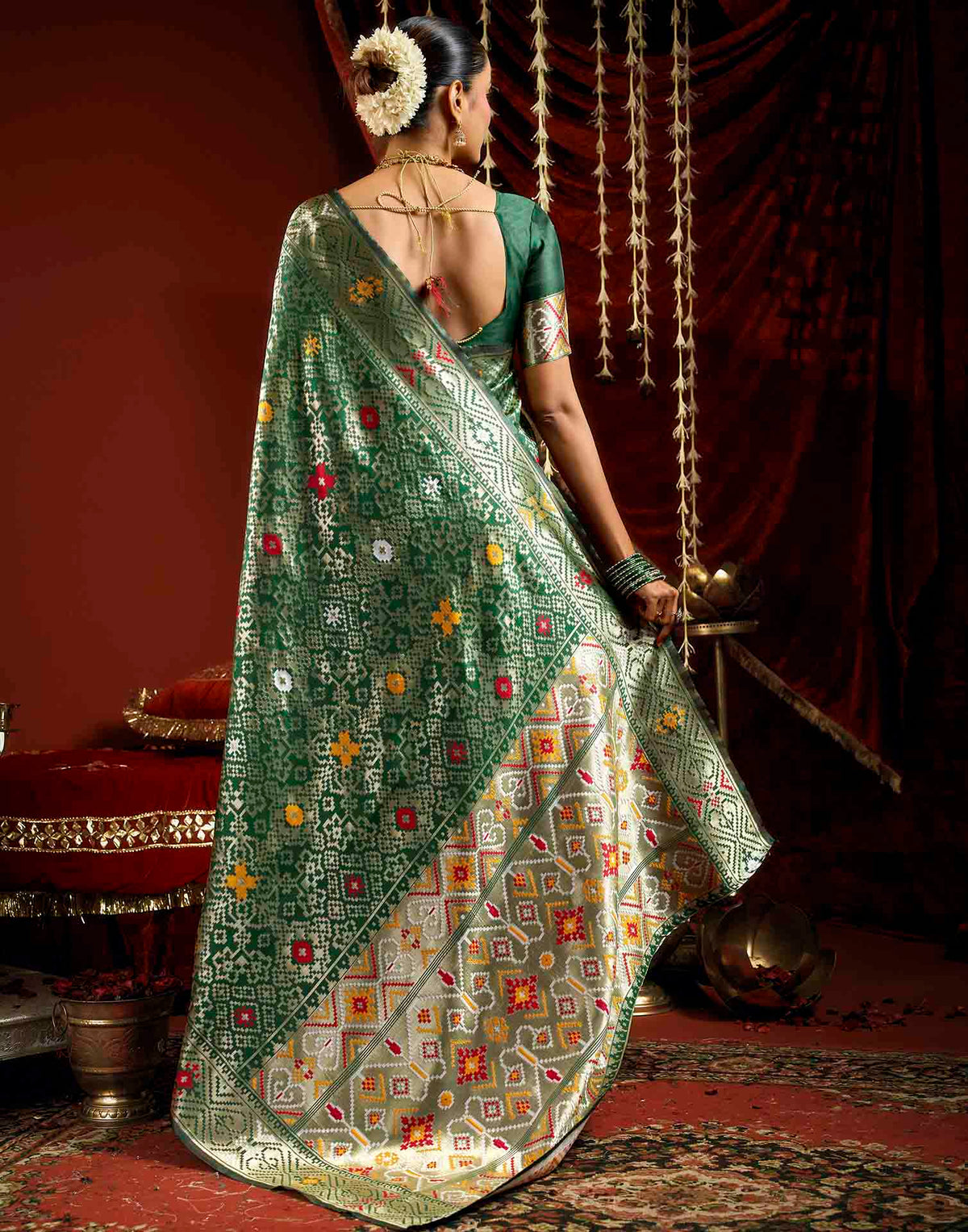 Green Silk Woven Patola Saree