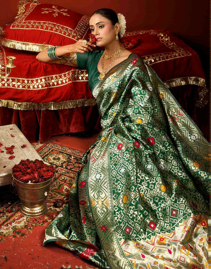 Green Silk Woven Patola Saree