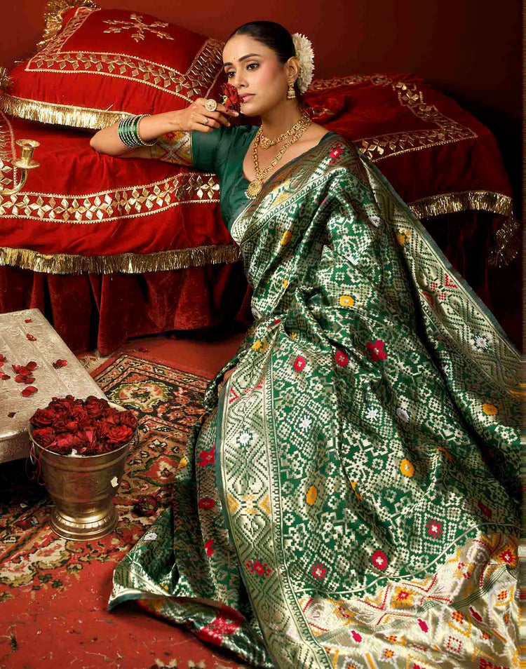 Green Silk Woven Patola Saree