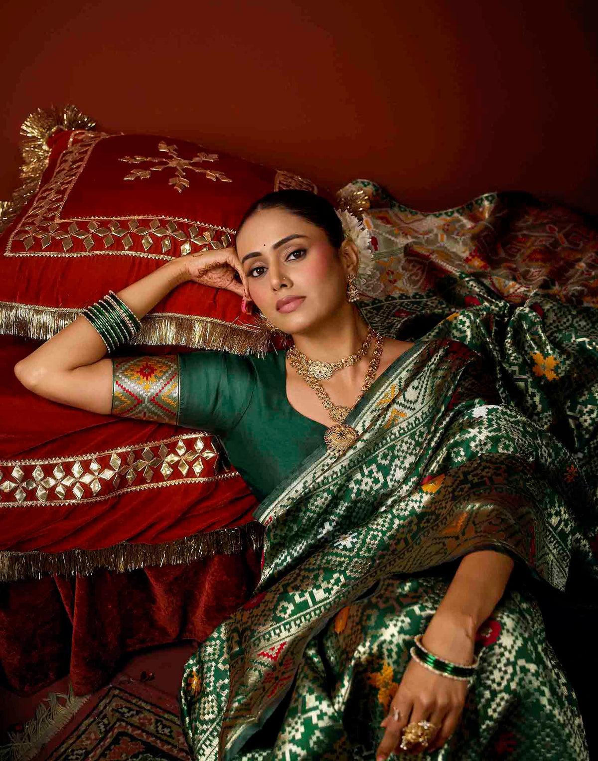 Green Silk Woven Patola Saree