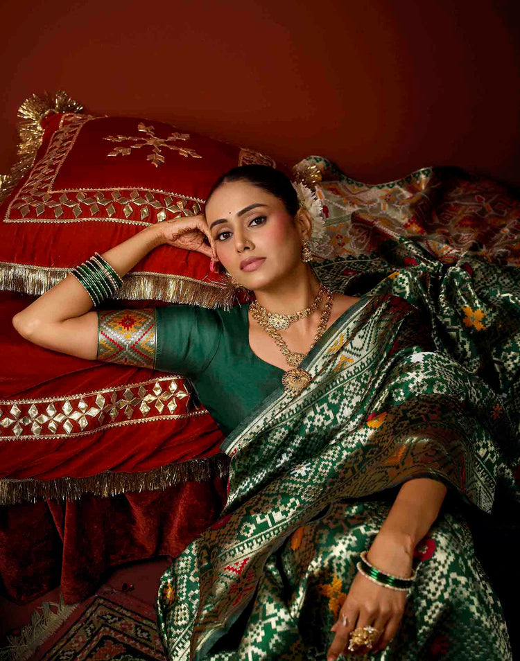 Green Silk Woven Patola Saree