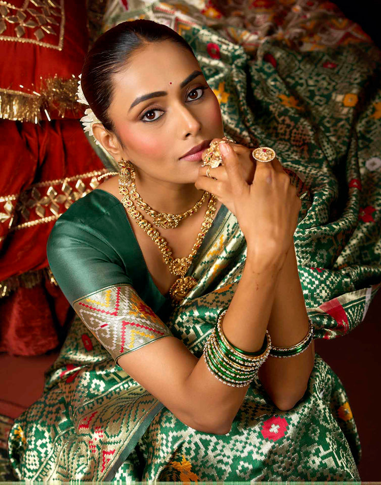 Green Silk Woven Patola Saree