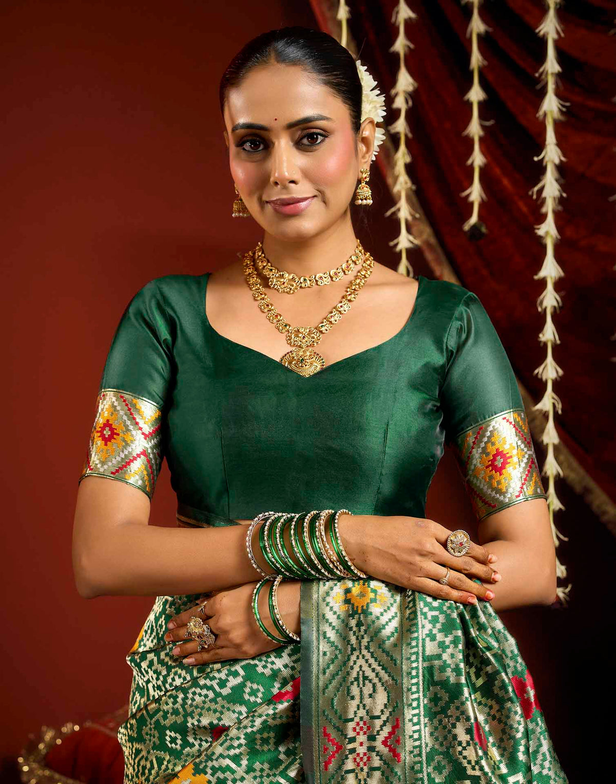 Green Silk Woven Patola Saree