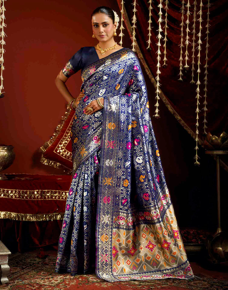 Royal Blue Silk Woven Patola Saree