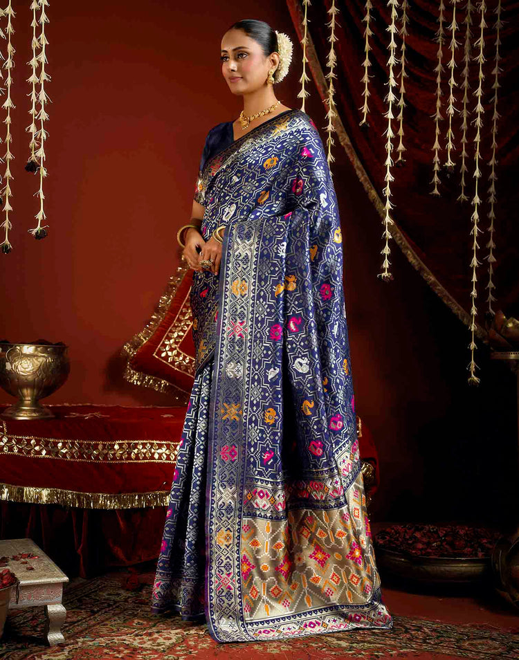 Royal Blue Silk Woven Patola Saree