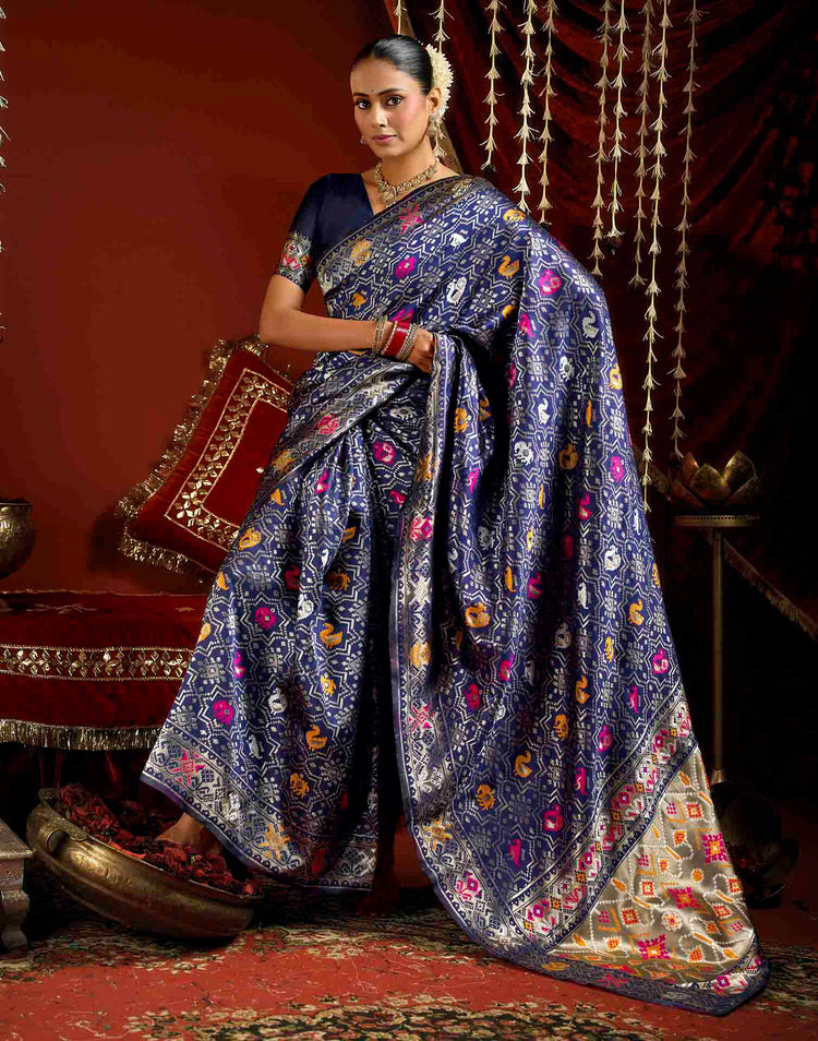 Royal Blue Silk Woven Patola Saree