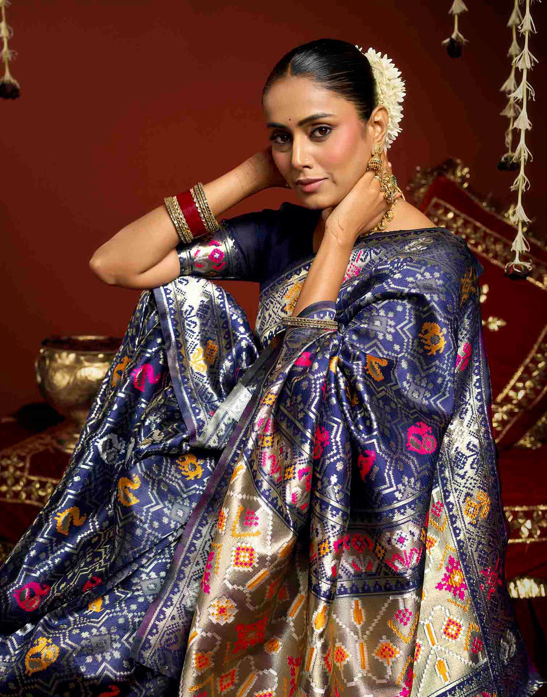 Royal Blue Silk Woven Patola Saree