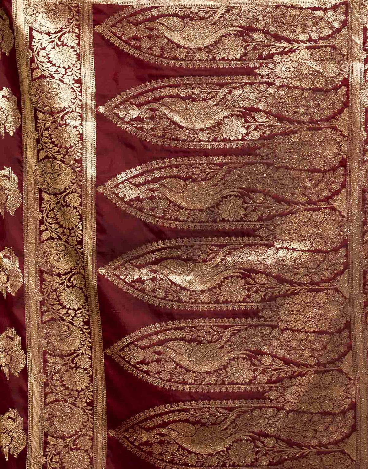 Maroon Silk Woven Banarasi Saree