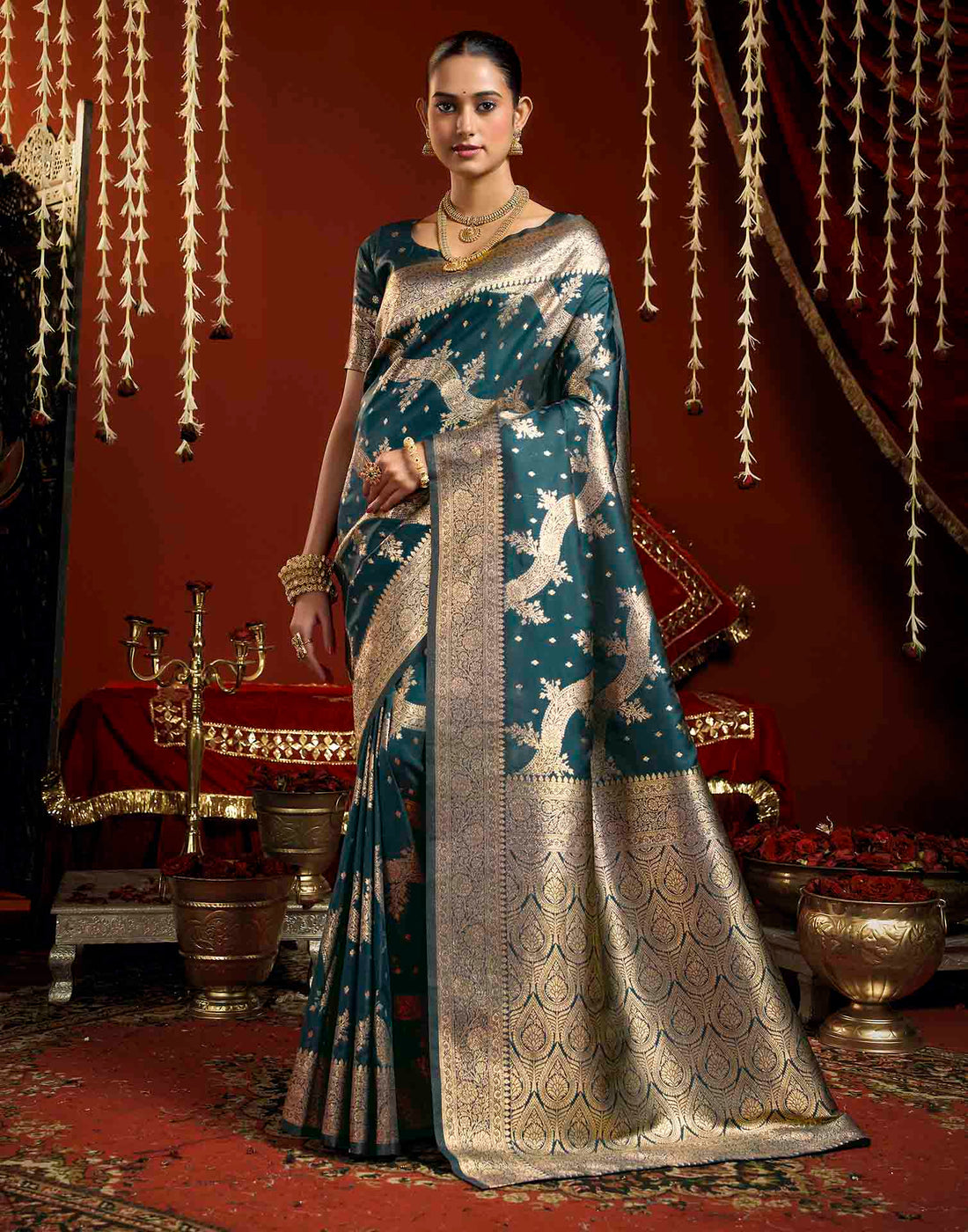 Blue Silk Woven Banarasi Saree