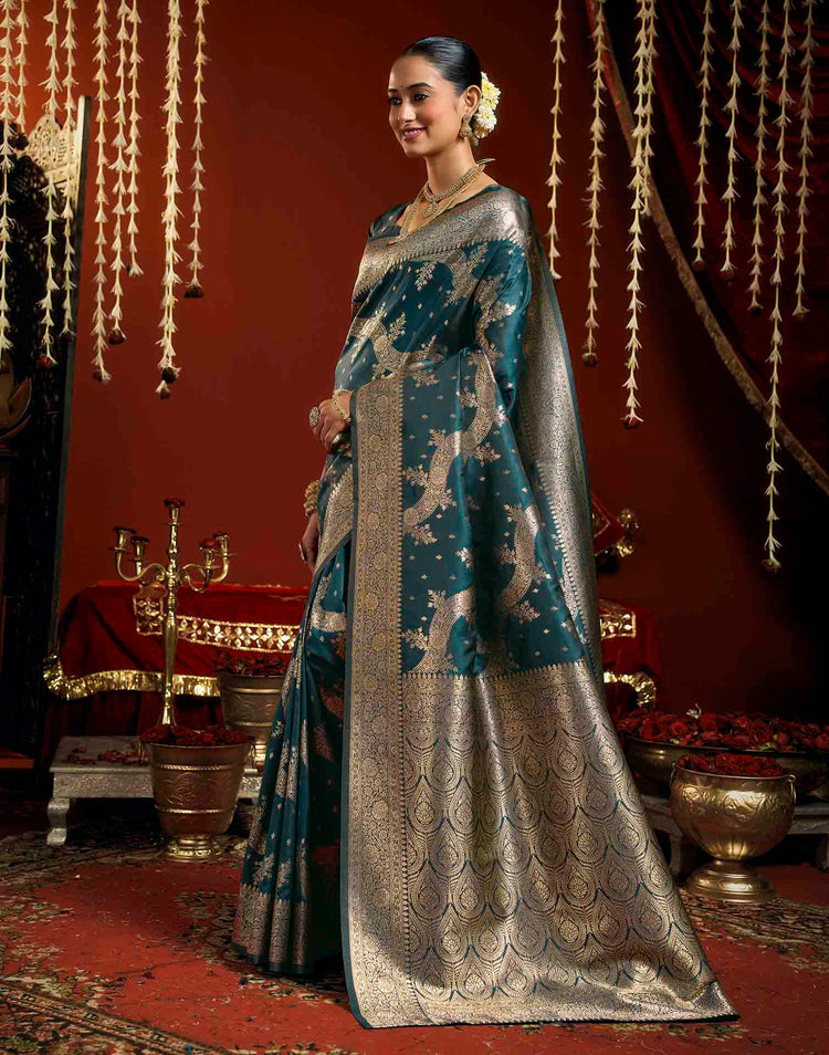 Blue Silk Woven Banarasi Saree