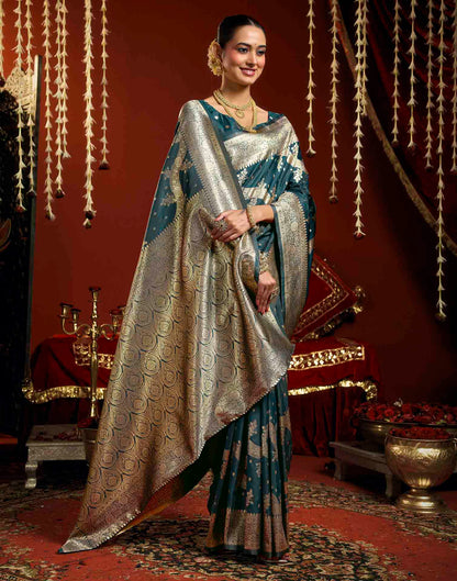 Blue Silk Woven Banarasi Saree