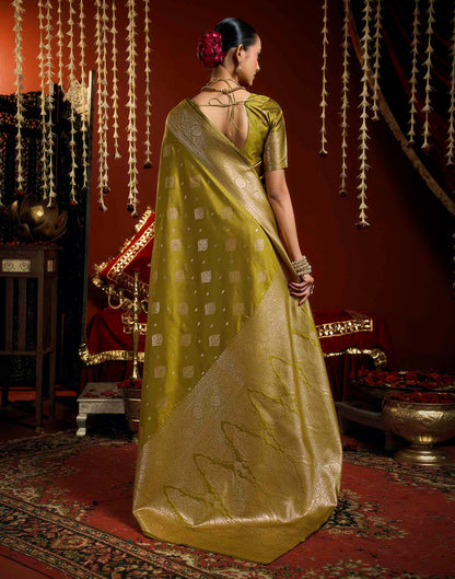 Mehandi Green Silk Woven Banarasi Saree