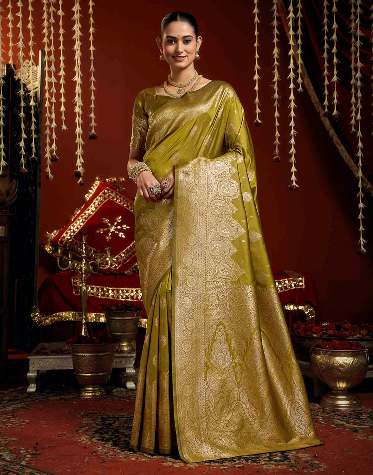 Mehandi Green Silk Woven Banarasi Saree
