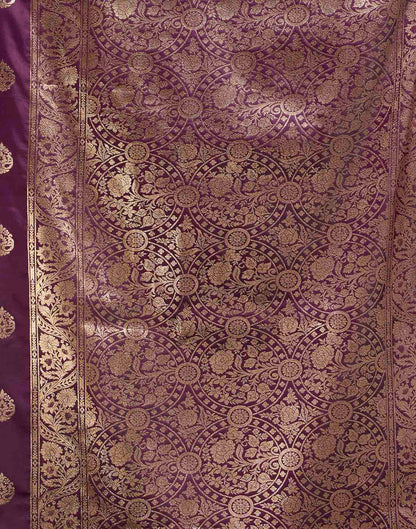 Wine Silk Woven Banarasi Saree