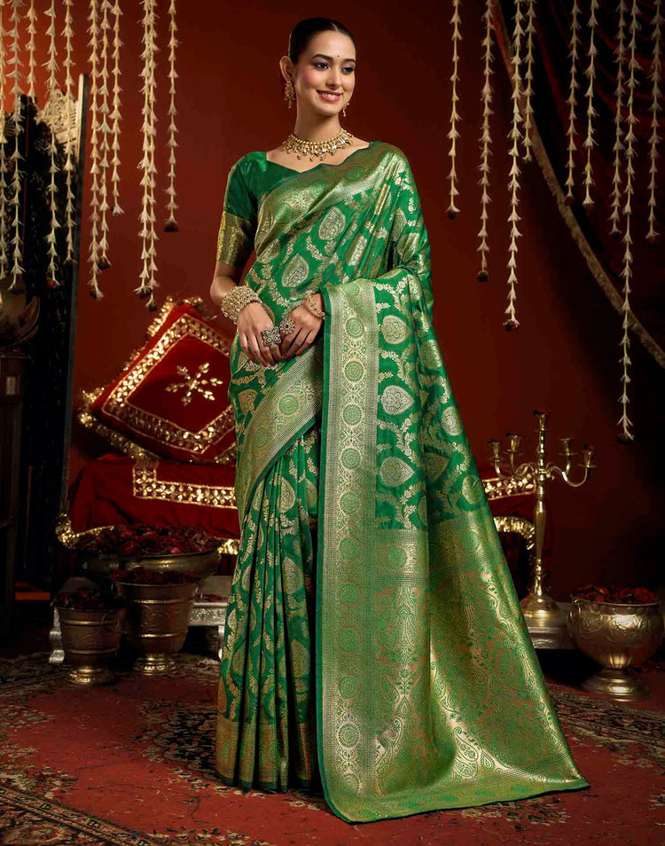 Green Silk Woven Banarasi Saree