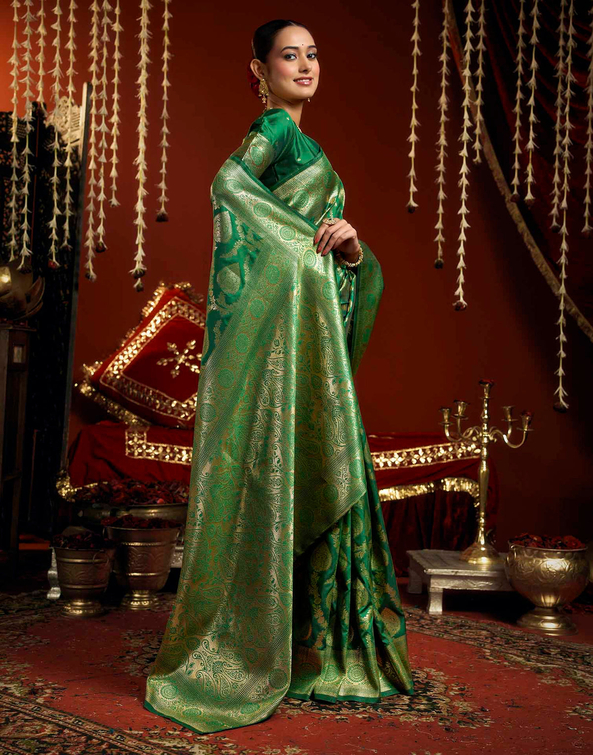 Green Silk Woven Banarasi Saree
