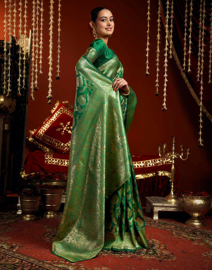 Green Silk Woven Banarasi Saree