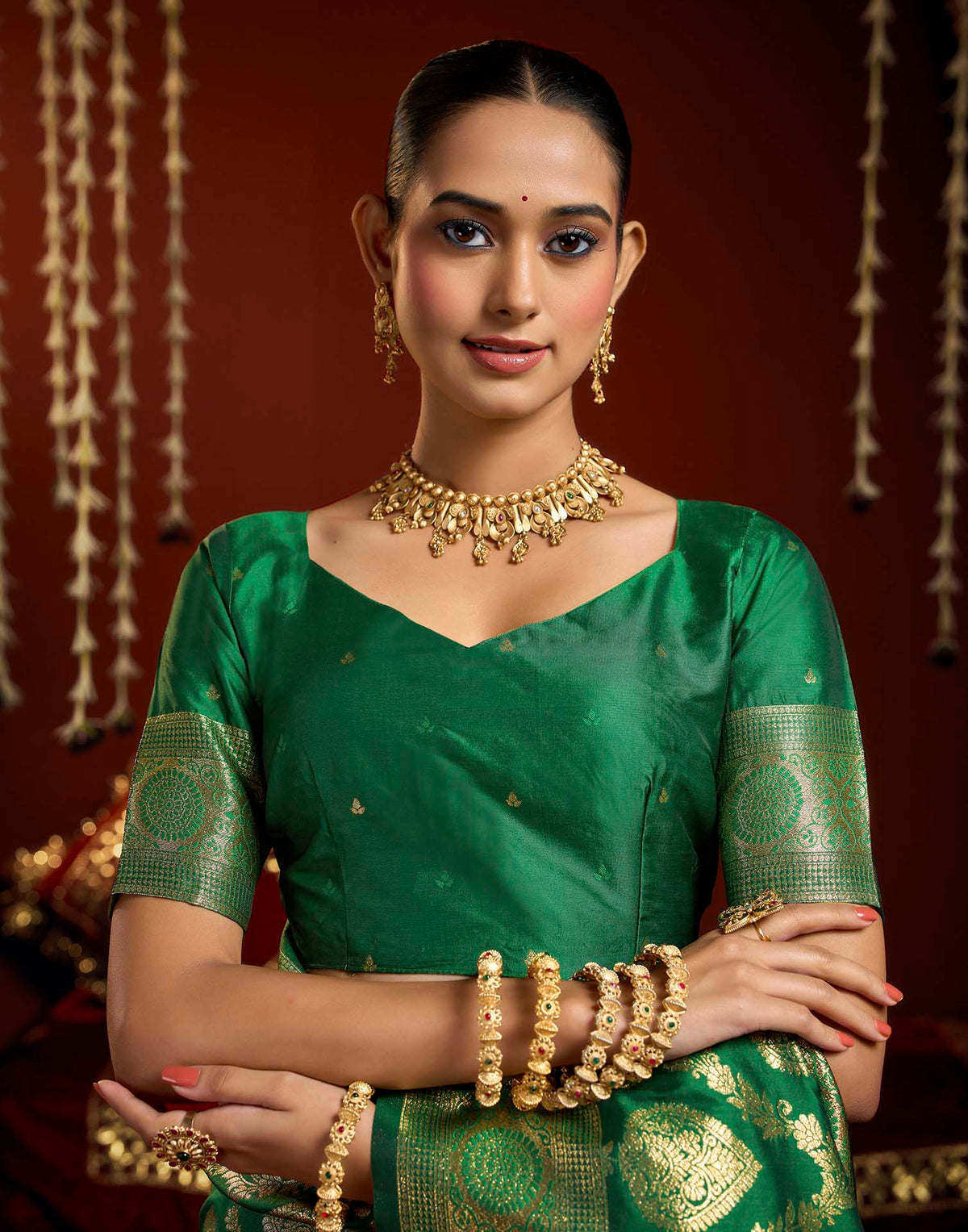 Green Silk Woven Banarasi Saree