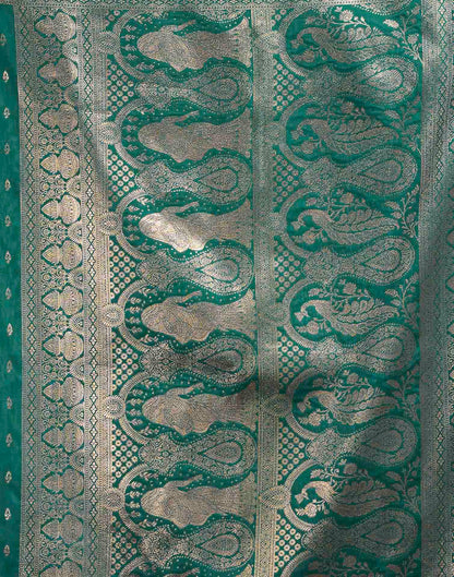 Teal Blue Silk Woven Banarasi Saree