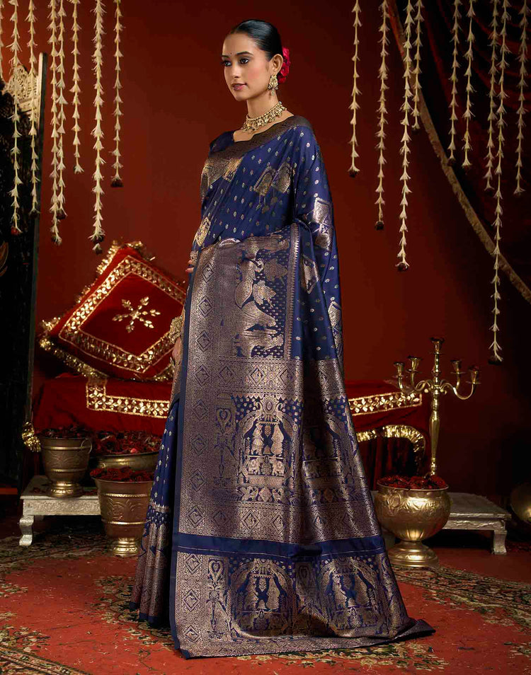Royal Blue Silk Woven Banarasi Saree
