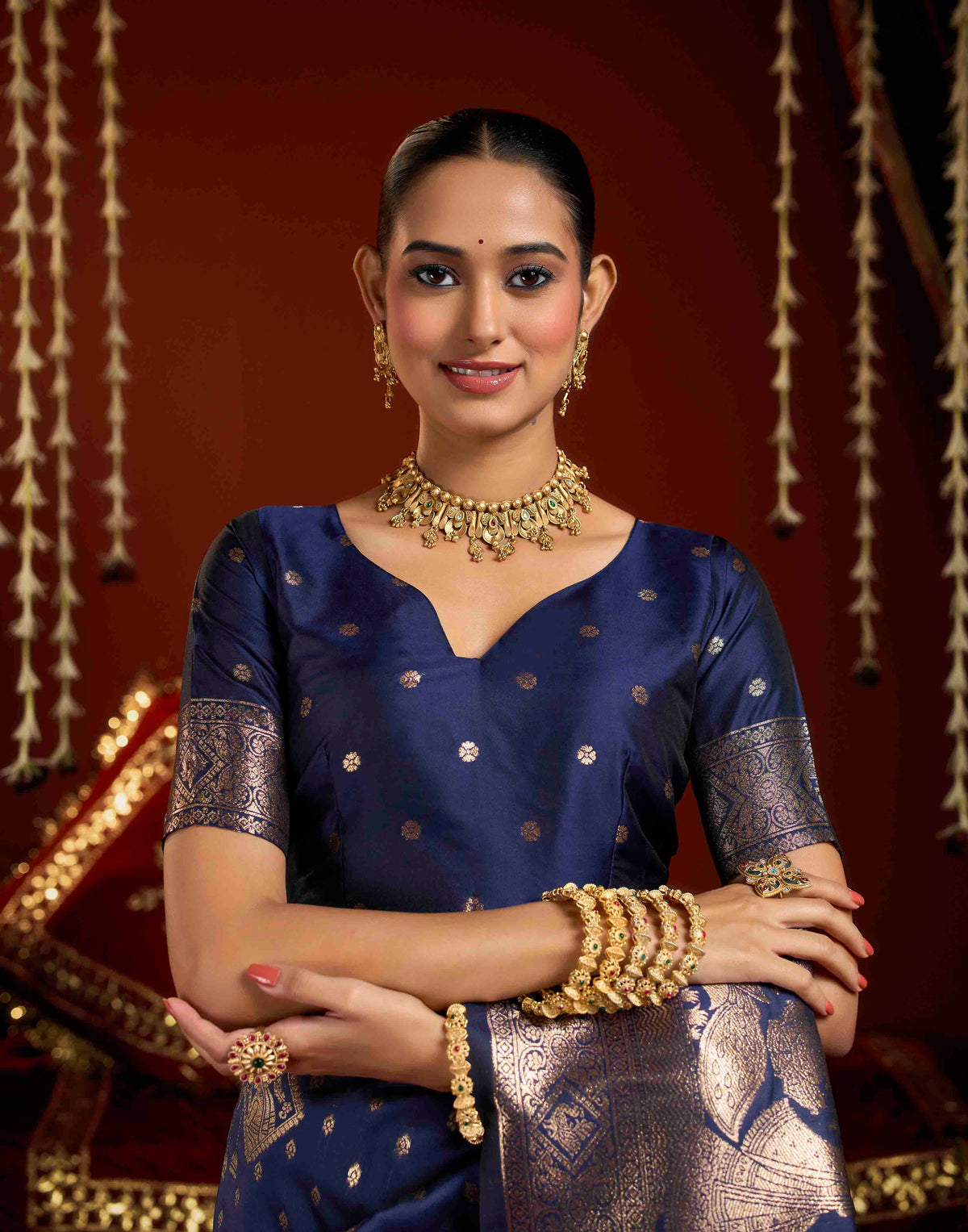 Royal Blue Silk Woven Banarasi Saree